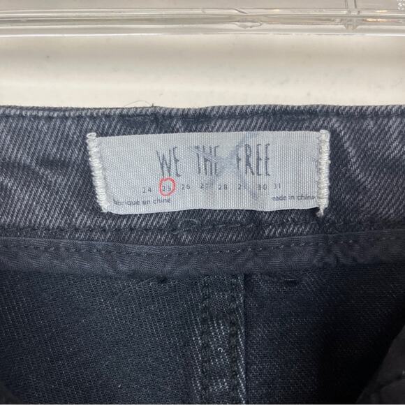 WE THE FREE Black Faded Grunge Mini Denim Skirt 25 High Waist Free People - Picture 3 of 4